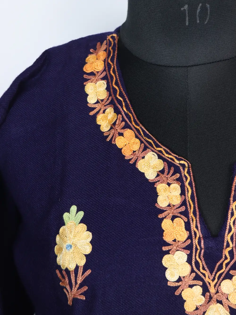 Cashmilon Wool Dark Blue Short Kurti with Aari Embroidery Mehtab - Image 2