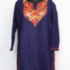 Hamdard Dark Blue Cashmilon Wool Short Kurti with Aari Embroidery