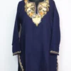 Zarnoor Dark Blue Cashmilon Wool Short Kurti with Aari Embroidery