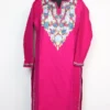 Hot Pink Cashmilon Wool Long Kurti with Aari Embroidery Afsana