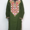 Green Cashmilon Wool Long Kurti with Mahirah Aari Embroidery