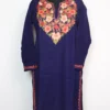 Horain Cashmilon Wool Long Dark Blue Kurti with Aari Embroidery