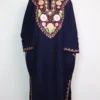 Embroidered Dark Blue Pheran Saniya with Aari in Cashmilon Wool