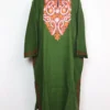 Mehndi Green Pheran in Cashmilon Wool with Aari Work Nayab