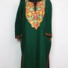 Dark Green Cashmilon Wool Haseerat Pheran with Aari Embroidery