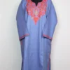 Blue-Grey Cashmilon Wool Pheran with Rehmat Aari Embroidery