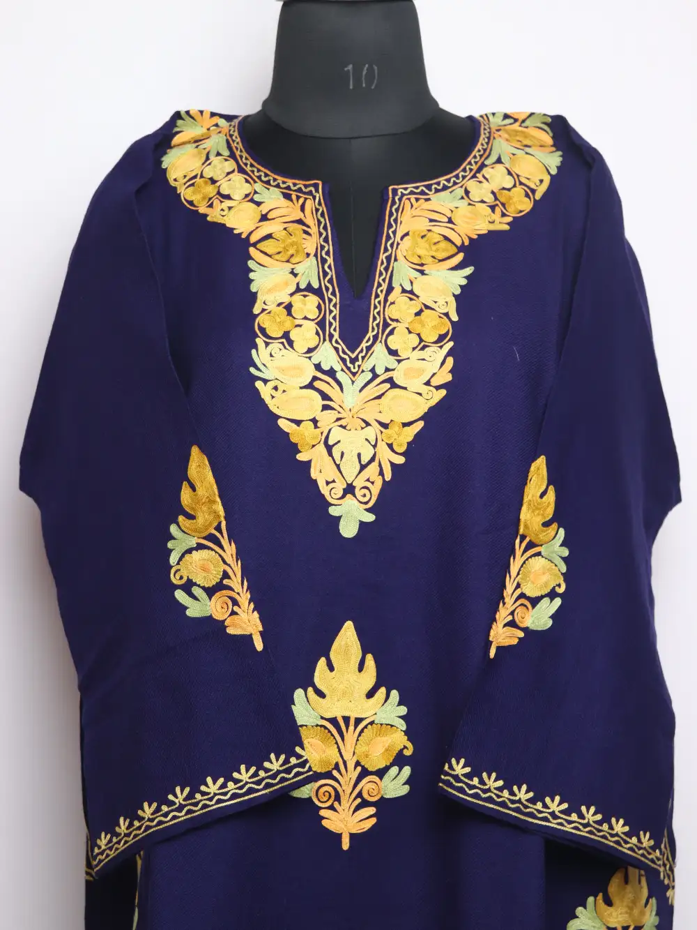 Cashmilon Wool Dark Blue Pheran with Booti Aari Embroidery Mahnoor - Image 2