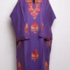 Purple Cashmilon Wool Pheran with Booti Aari Embroidery Saba