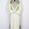 White Woolen Pheran with Front Back Aari Embroidery in Cashmilon Yumna