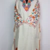 Woolen White Pheran in Cashmilon with Sleeve Jaal Aari Work Inayah