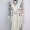 Embroidered White Pheran Naila in Cashmilon Wool with Sleeve Jaal Aari