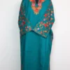 Embroidered Teal Green Pheran Dania with Sleeve Jaal Aari in Cashmilon Wool