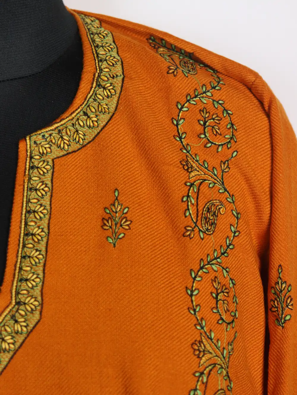 Mustard Cashmilon Wool Pheran with Sozni Embroidery Jashn-e-Rekhta - Image 3