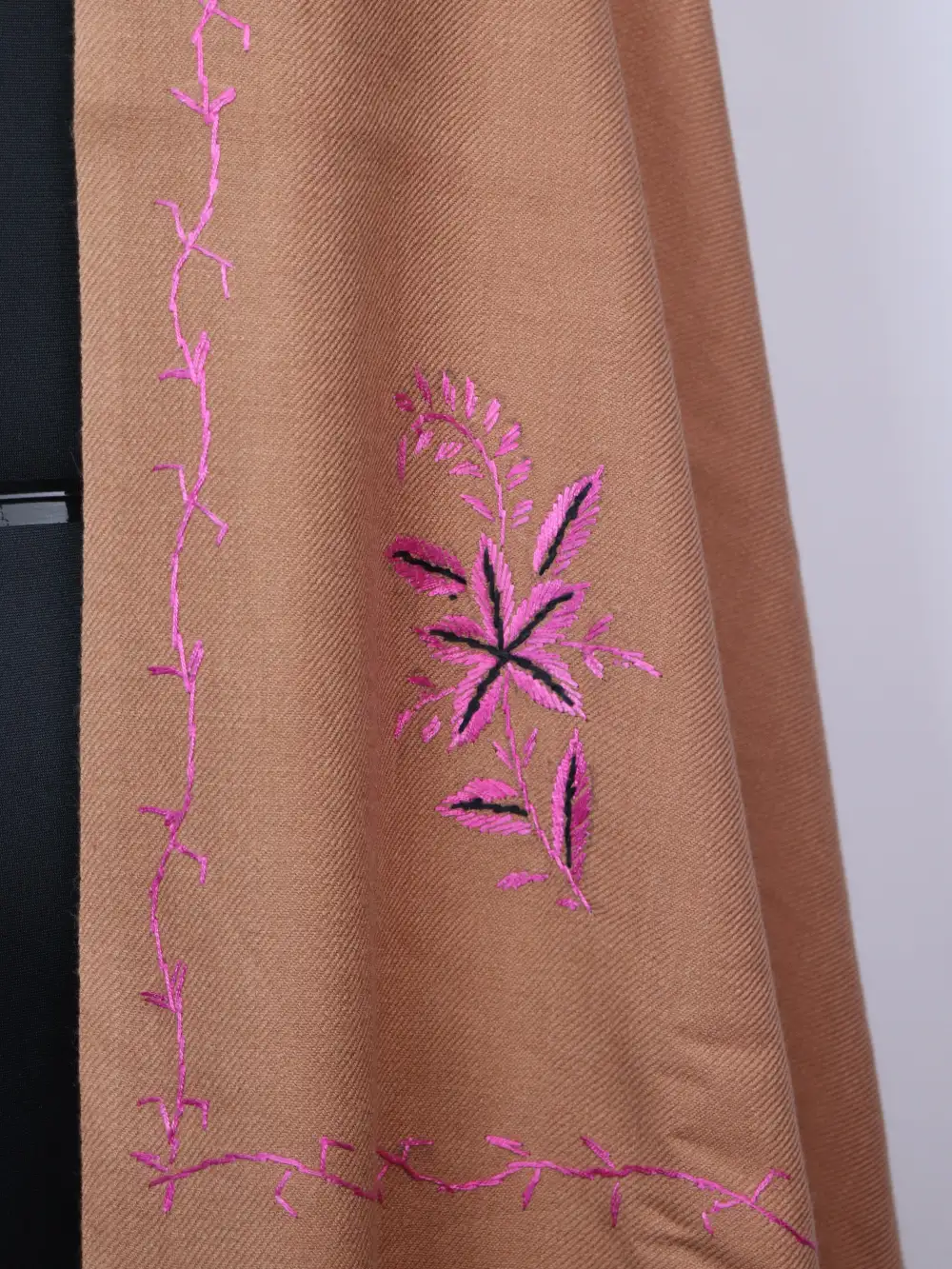 Gulbarg Peach Cashmilon Wool Shawl with Hand Sozni Embroidery - Image 3