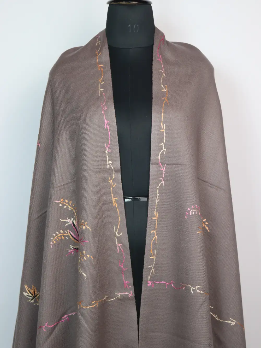 Latafat Beige Cashmilon Wool Shawl with Hand Sozni Embroidery - Image 2