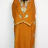 Woolen Mustard Pheran Huda with Designer Bootis Aari and Zari Embroidery in Cashmilon