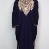 Dark Blue Pheran with Aari Embroidery in Azimah Cashmilon Wool