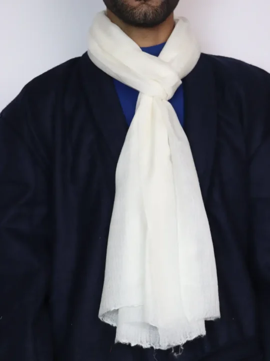 Kashmiri Wool White Muffler for both Men and Women