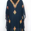 Black Kashmiri Short Georgette Kaftan Saima with Aari Work
