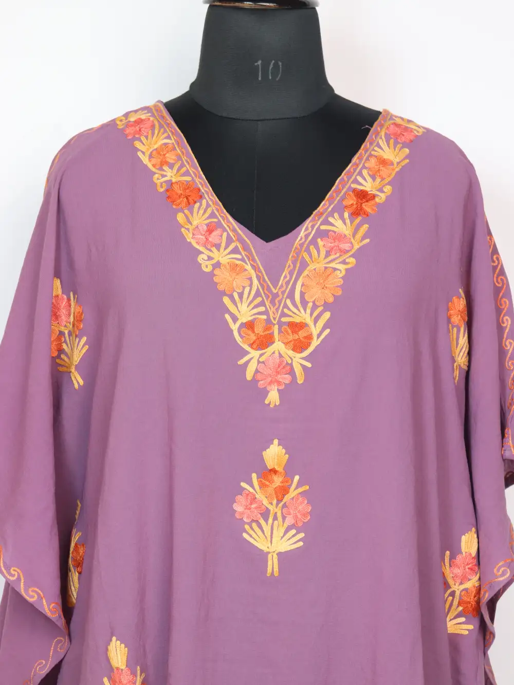 Purple Kashmiri Short Georgette Kaftan Haleem with Aari Work - Image 2