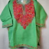 Green Cashmilon Wool Kids Pheran with Aari Work Rimsa (1-2 years)