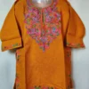 Naaz Cashmilon Wool Kids Mustard Pheran with Aari Work (1-2 years)