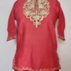 Pink Cashmilon Wool Kids Pheran with Aari Work for Kids