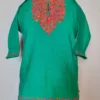 Inaya Spring Green Cashmilon Wool Pheran with Aari Work for Kids (5-6 years)