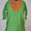 Zarnish Jade Green Cashmilon Wool Pheran with Aari Work for Kids