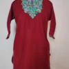 Maroon Cashmilon Wool Aamirah Girls Pheran with Aari Work