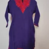 Girls Cashmilon Wool Firoz dark Blue Pheran with Aari Work