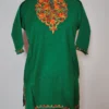 Dark Green Cashmilon Wool Rukhsar Pheran with Aari Work for Girls