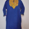 Mahrosh Blue Cashmilon Wool Pheran with Aari Work