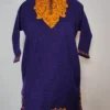 Dark Blue Cashmilon Wool Sehrish Pheran with Aari Work