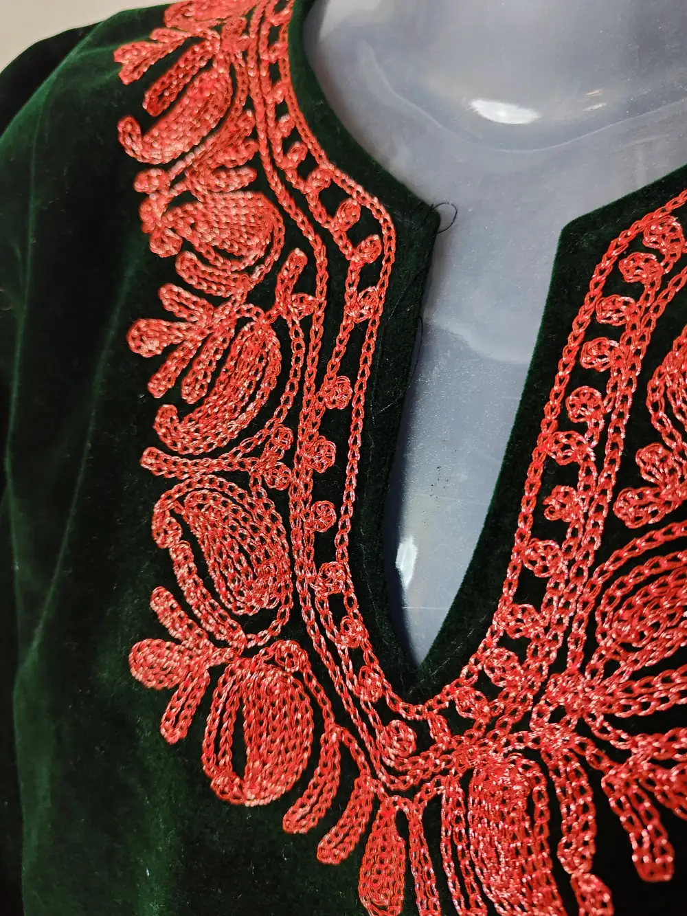 Dark Green Velvet Pheran with Zari Work Arzoo (6-7 years) - Image 2