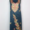Teal Blue Unstitched 2pc Suit Fabric with Aari Work in Cashmilon Wool Saira