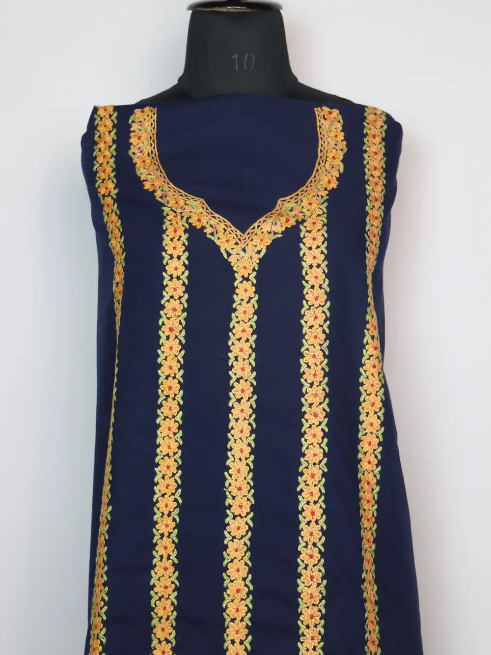 Midnight Blue Garam 2pc SPun Suit Fabric with Hand Aari Embroidery - Image 2