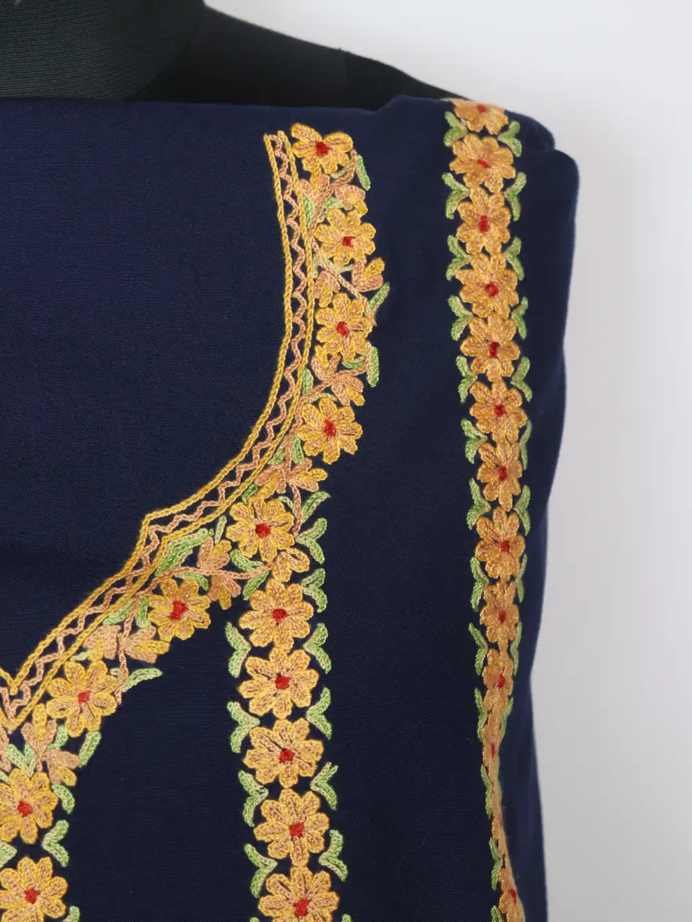 Midnight Blue Garam 2pc SPun Suit Fabric with Hand Aari Embroidery - Image 3