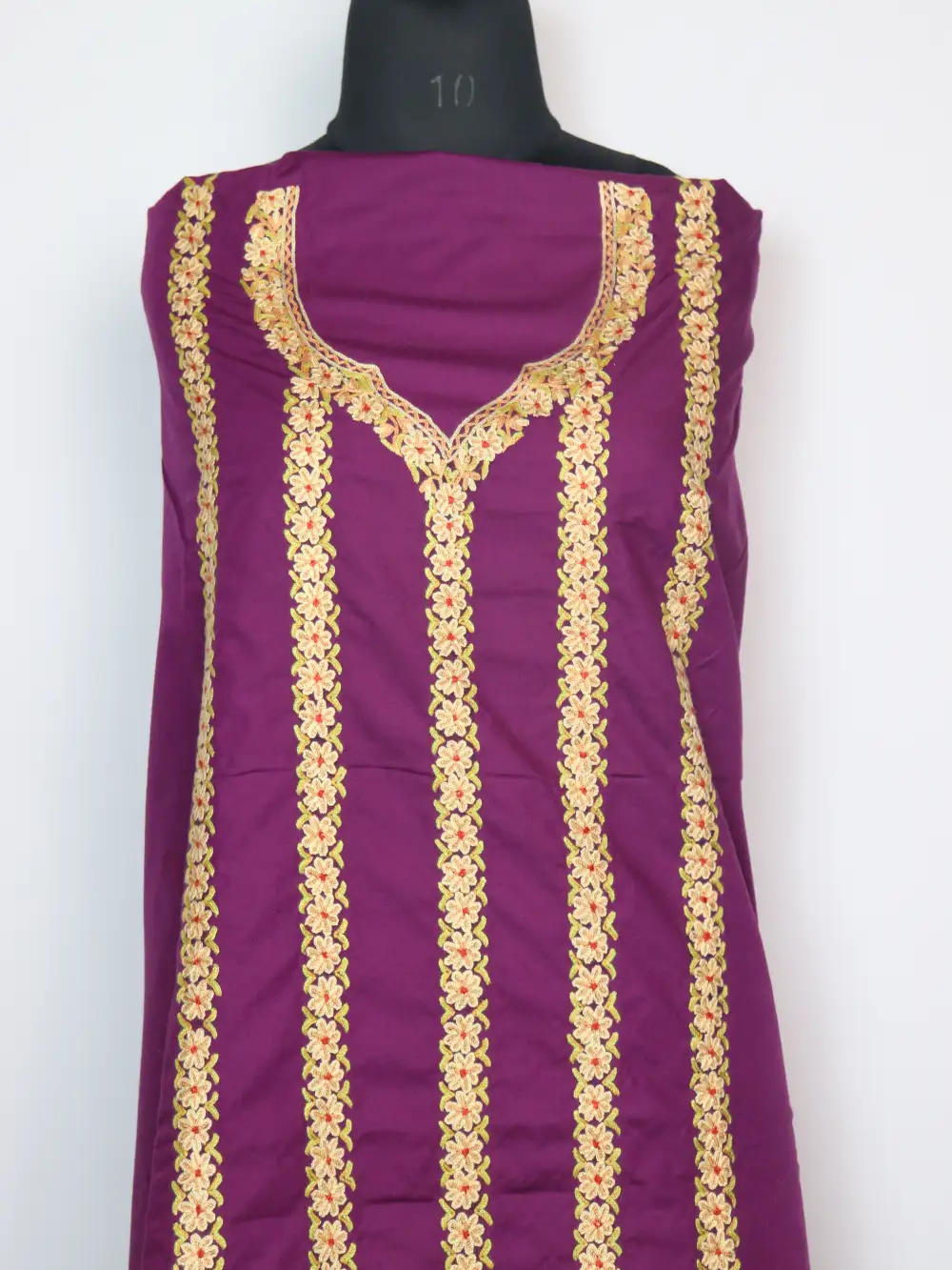 SPun 2pc Purple Suit Fabric with Hand Aari Embroidery Jasmin - Image 3