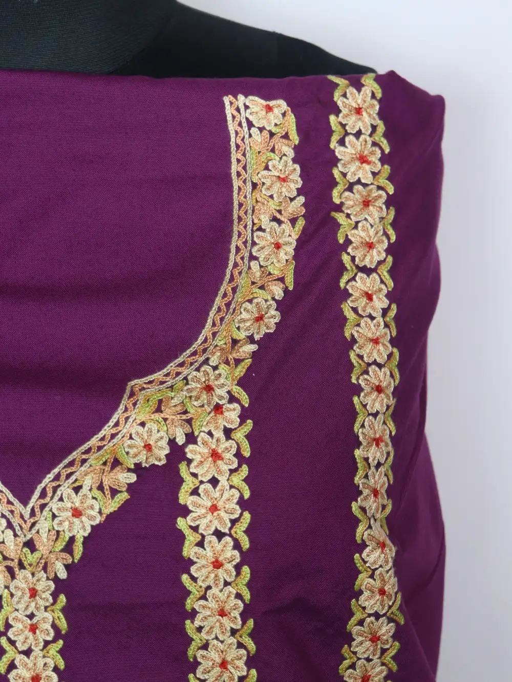 SPun 2pc Purple Suit Fabric with Hand Aari Embroidery Jasmin - Image 2
