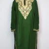 Embroidered Forest Green Long Kurta with Aari in Cashmilon Wool Zysha