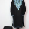 Black Long Kurti Set in Cashmilon Wool with Aari Embroidery Rimha