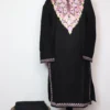 Long Kurti Set Black Daniya in Cashmilon Wool with Aari Work