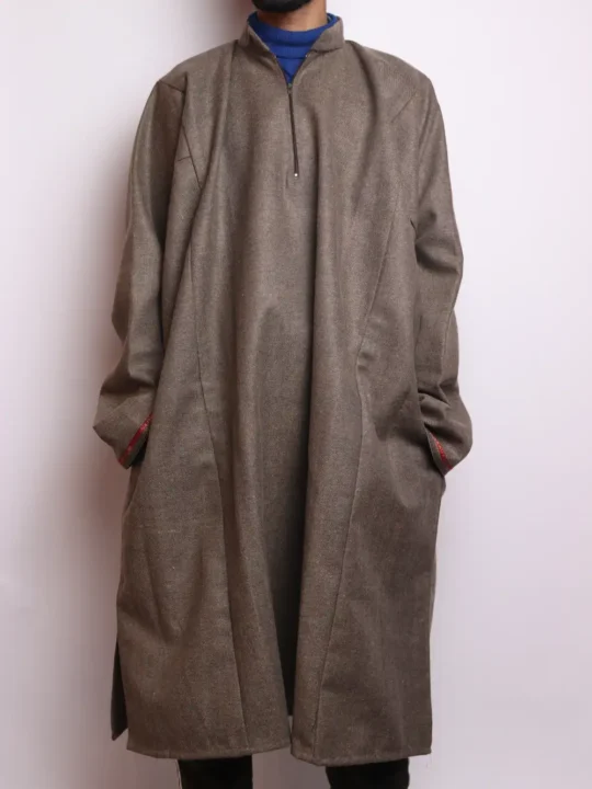 Bade-Khass Kashmiri Brown Pheran in Tweed