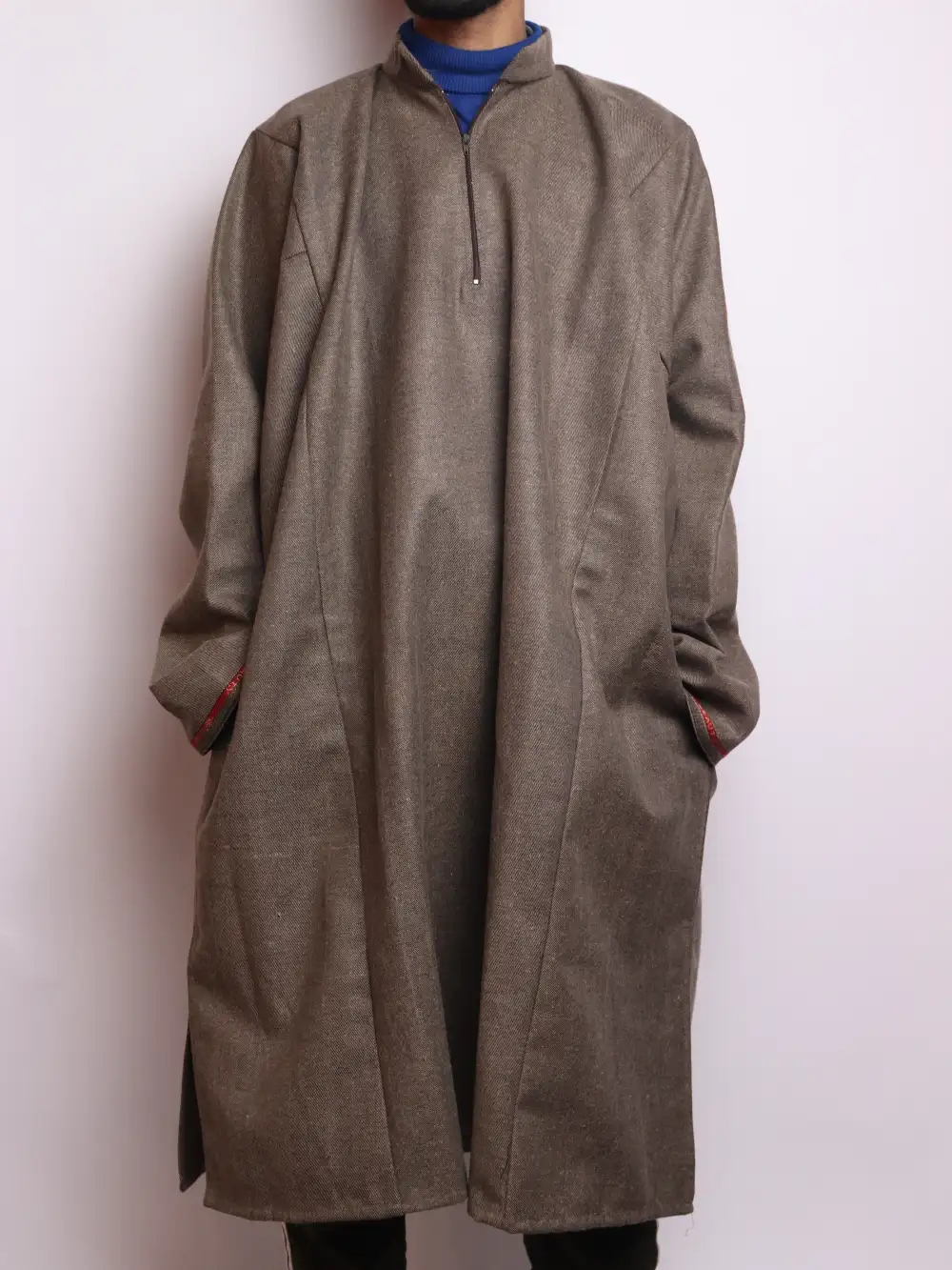 Bade-Khass Kashmiri Brown Pheran in Tweed