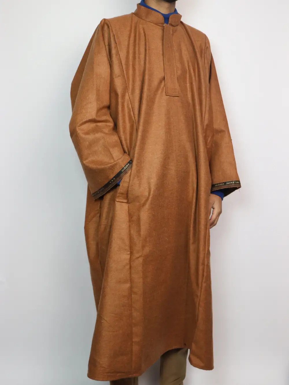 Brown Raees Kashmiri Pheran in Black Tweed