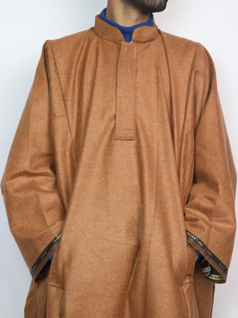 Brown Raees Kashmiri Pheran in Black Tweed - Image 3