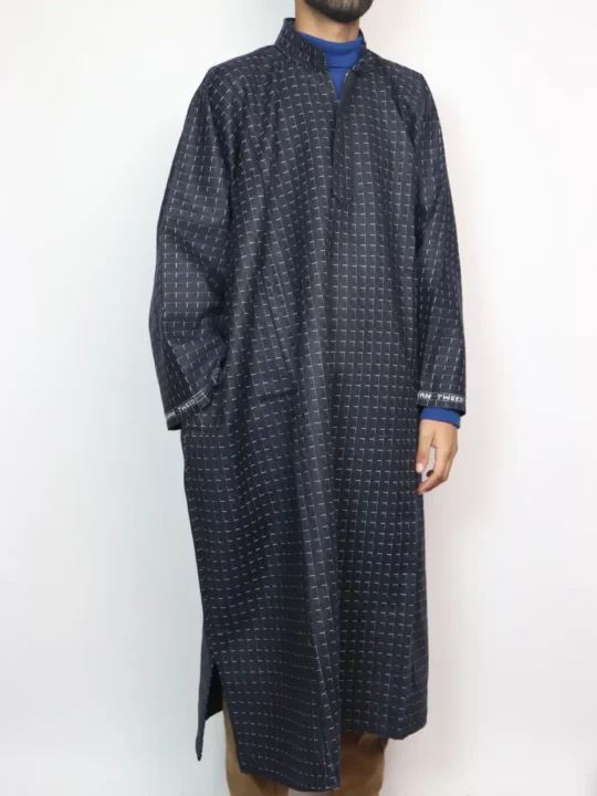 Kashmiri Shahzaib Dark Blue Pheran in Tweed