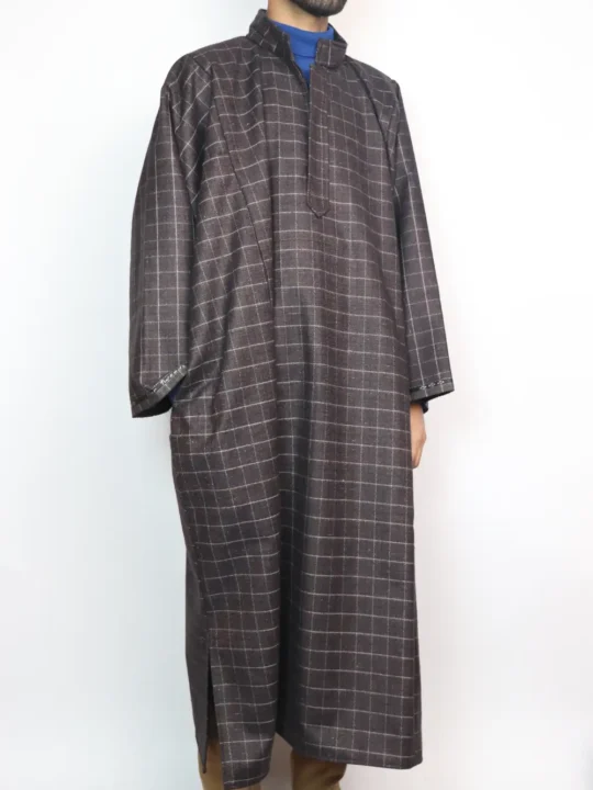 Dark Brown Check Kashmiri Pheran in Tweed Haider