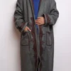 Grey Kashmir Gown | Bathrobe for Men in Tweed Wool with Hand Aari Work